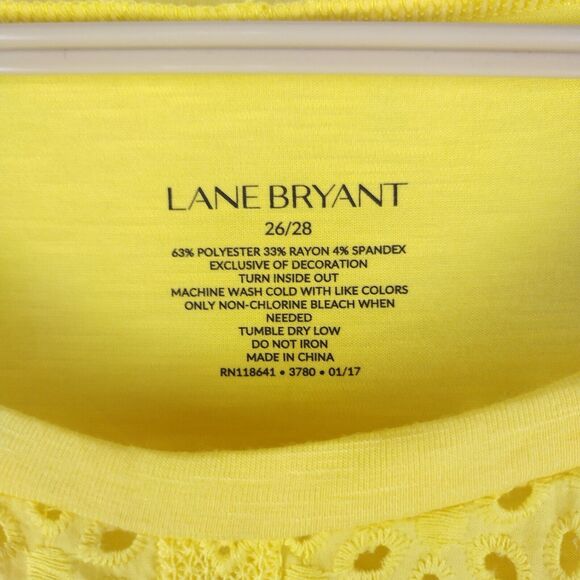 Lane Bryant yellow Eyelet Slub Knit Short Sleeve Top - Picture 3 of 5